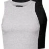 2 PackTopLight Grey/Black Donna T-shirt E Top EVF21D01W-C11 -Even&Odd 22e293429a4343c3a8277a2cebb05c05