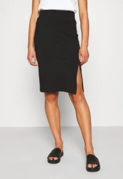 Even&Odd Basic - Midi Skirt With Slit - Gonna A Tubino - Black
