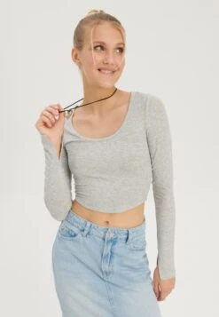 Even&Odd 2 PackMaglietta A Manica LungaBlack/Mottled Grey Donna T-shirt E Top EV421D26A-Q11