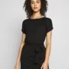 Even&Odd Basic Short Sleeves Mini Belted Dress - Vestito Di Maglina - Black/Black -Even&Odd f297fe15f10d49cfa79fdca5fa58b8ce